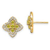 14K Lab Grown VS/SI+ G+ Dia & Created Yellow Sapphire Earrings